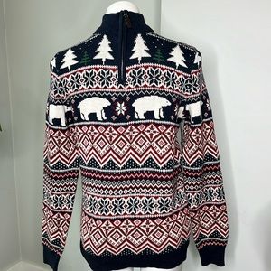 NWT Men’s Aspen Fairisle Fair Isle Cotton 1/4 Zip Sweater Size Small S